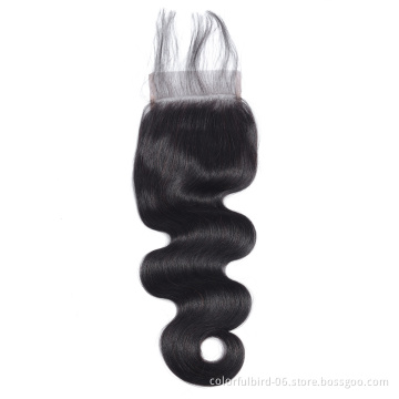 Body Wave 4x4 Lace Closure Brazilian Human Hair 10-24 Inches Remy Hair For black Women Natural Color transparent lace